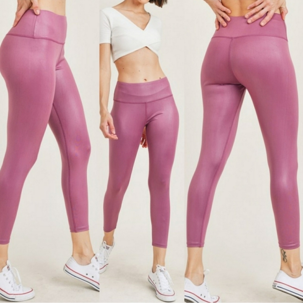 🌸 High Waist Mauve Matte Shine Leggings 🌸